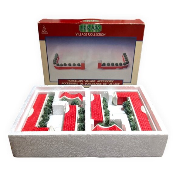 Lemax Village Collection Porcelain Brick Wall 6 Piece Cat 23059 Dickensvale 1992 - Picture 2 of 6